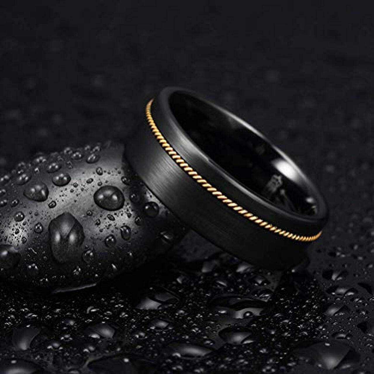 Anello Nero Cavo D'Oro